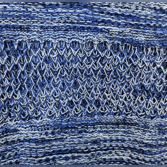 Chaps Womens Scoop Neck Cap Sleeve Blue White 100% Cotton Knit Crochet Top Sz L - Picture 4 of 6